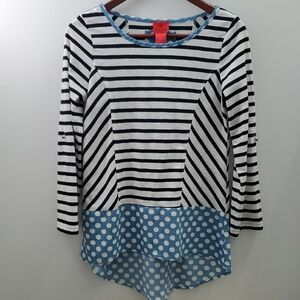 V Cristina Mixed Media Roll Tab Sleeves Multi Pattern Size Medium